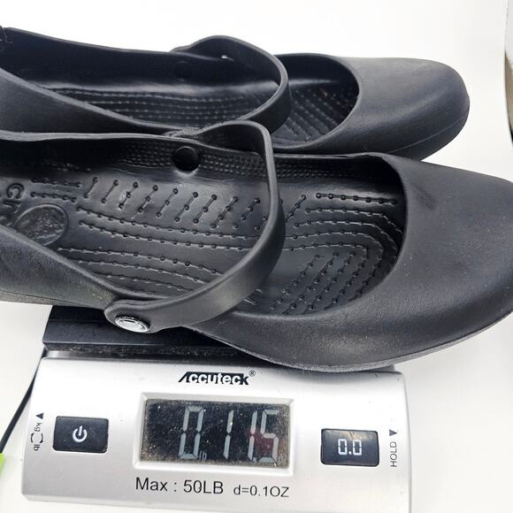 Crocs Women Shoe Alice Work Size 8 Black Slip Resistant Mary Jane Black Flats - Picture 8 of 8